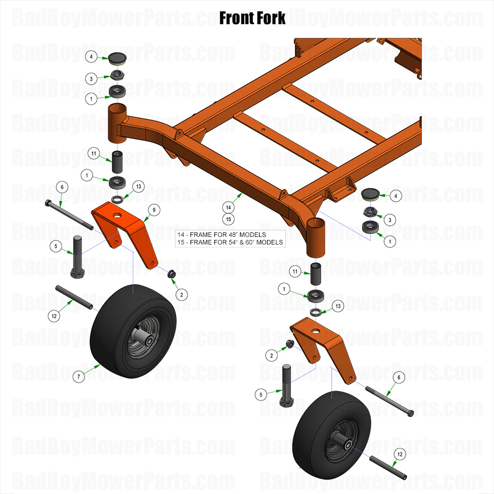 3775 - Bad Boy Mower Parts Lookup > 2025 > MZ Magnum > Front Fork Assembly